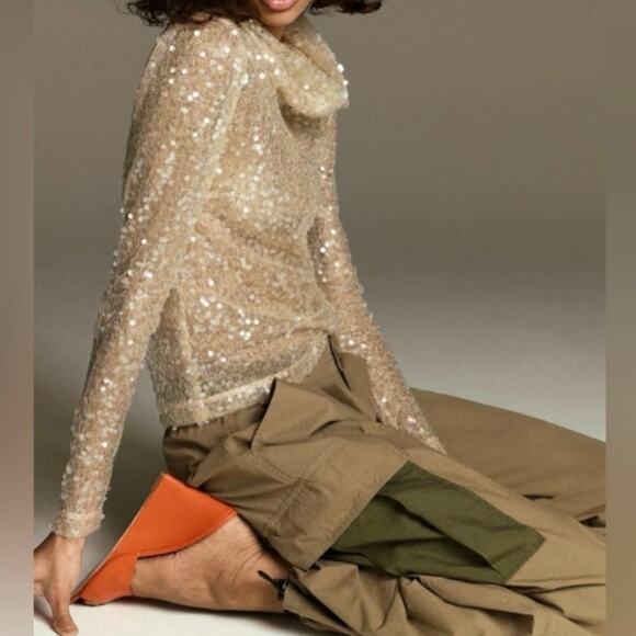 Sundays in Brooklyn Anthropologie Ethereal Sequin Sheer Blouse Small - Picture 4 of 9